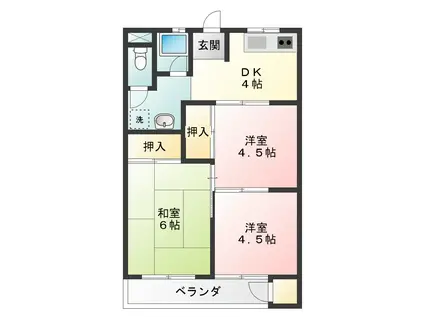 寺内マンション2(3DK/3階)の間取り写真