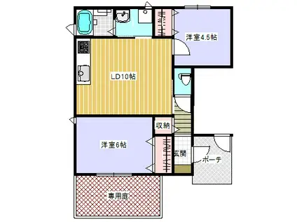 ヴィラージュ城ケ崎(2DK/1階)の間取り写真