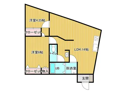 嘉麻川ビル(2LDK/4階)の間取り写真
