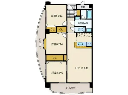 エスパス アヴァンセ(3LDK/7階)の間取り写真