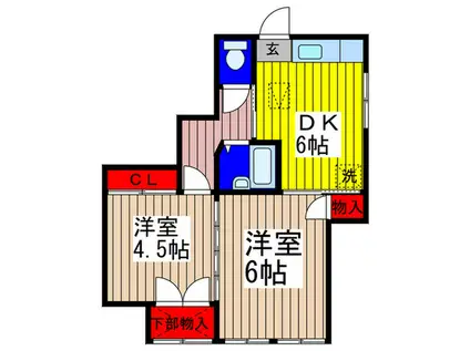 結城ハイツ(2DK/1階)の間取り写真