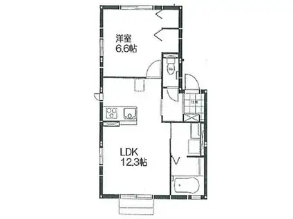 ベルカーサA(1LDK/2階)の間取り写真