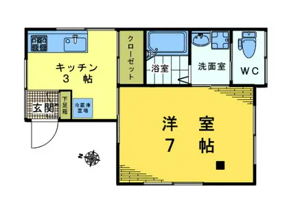 リバーハイツ(1K/2階)の間取り写真