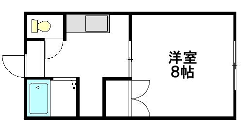 七塚ハイツB棟(1K/2階)の間取り写真