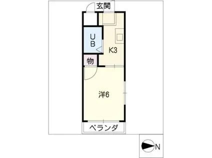 エスポワール上野(1K/3階)の間取り写真