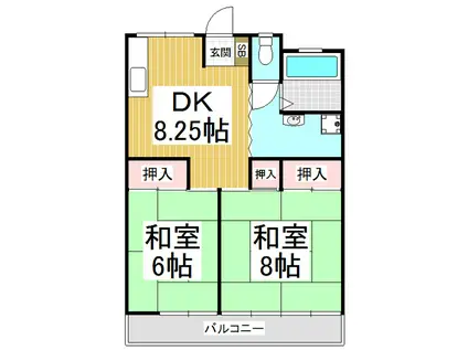 三心ハイツ(2DK/3階)の間取り写真