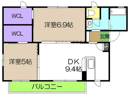 シャーメゾン西高座(2DK/2階)の間取り写真