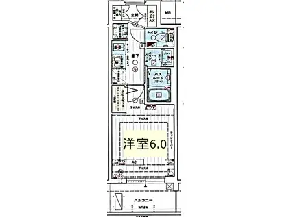 エステムコート名古屋栄プレシャス(1K/8階)の間取り写真