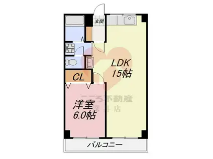 メゾンドタカ(1LDK/4階)の間取り写真