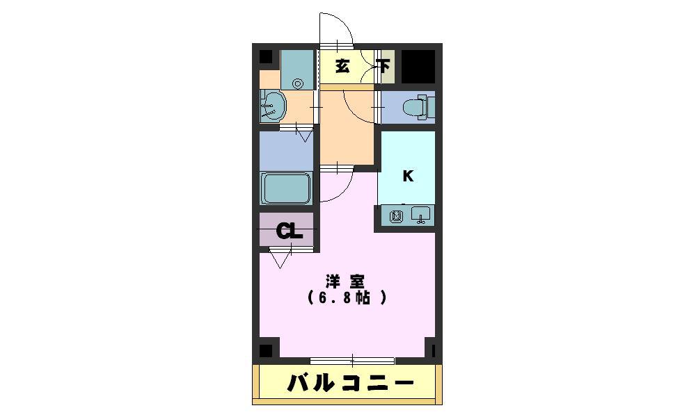 クレセール・タカミ(1K/3階)の間取り写真