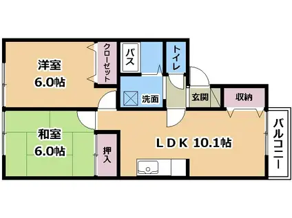 セジュール志賀2(2LDK/2階)の間取り写真