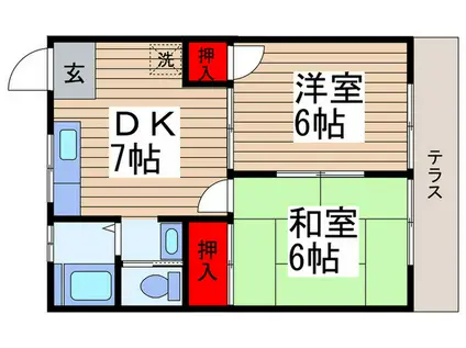 ハイムアオノ(2DK/1階)の間取り写真