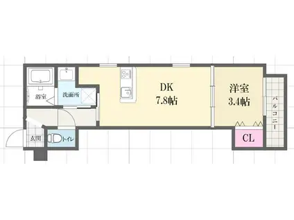コティ加古川II(1DK/1階)の間取り写真