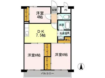 メゾン・ド・昭裕 I(3DK/1階)の間取り写真
