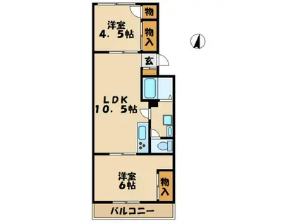 東橋本マンション(2LDK/2階)の間取り写真