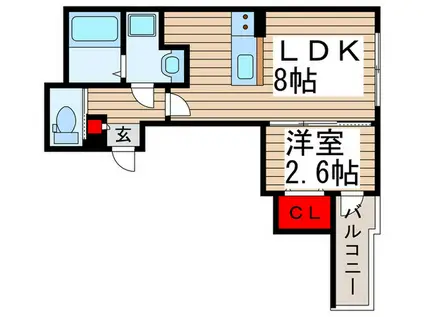 KLEIS東所沢(1LDK/2階)の間取り写真