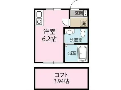 カーサ・デ・ソル横濱(ワンルーム/1階)の間取り写真