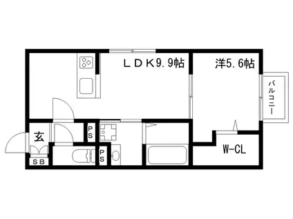 HABITATION神戸(1LDK/1階)の間取り写真