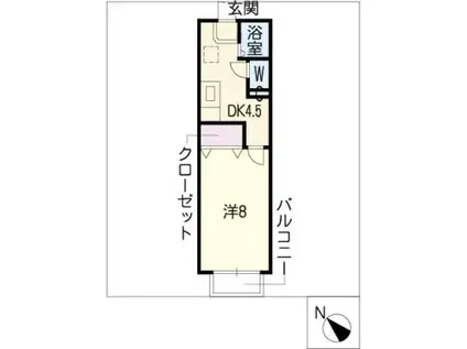 フラットもみじ(1DK/2階)の間取り写真