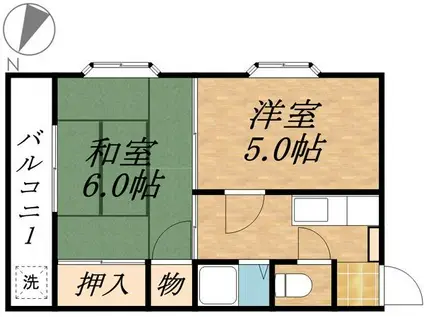 コートハウス七里(2K/1階)の間取り写真
