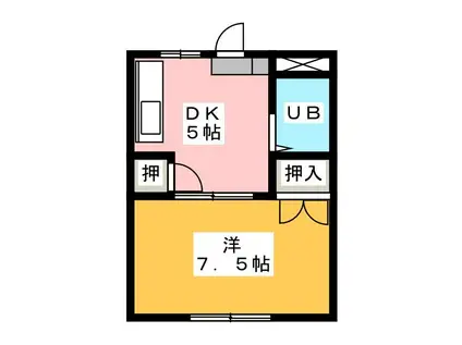 タウンハウス阿倉川 B棟(1DK/1階)の間取り写真