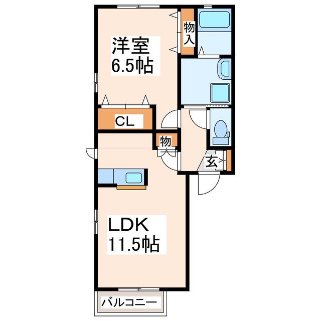 ファミールオガタ DEFG(1LDK/2階)の間取り写真