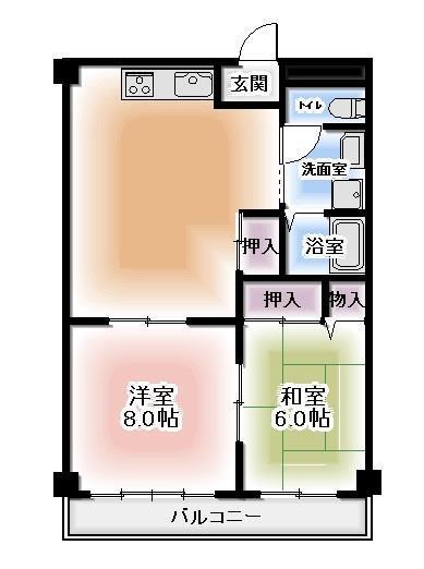 森谷マンション(2LDK/1階)の間取り写真