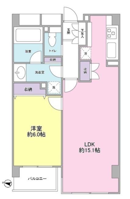 KDXレジデンス成城(1LDK/1階)の間取り写真