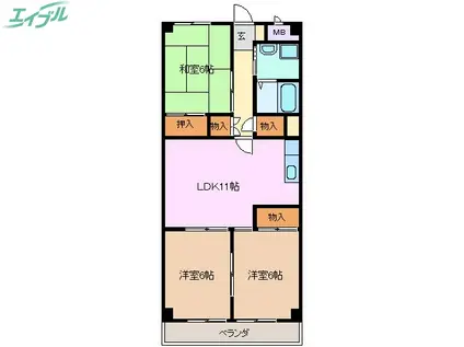 杉善第2ビル(3LDK/1階)の間取り写真