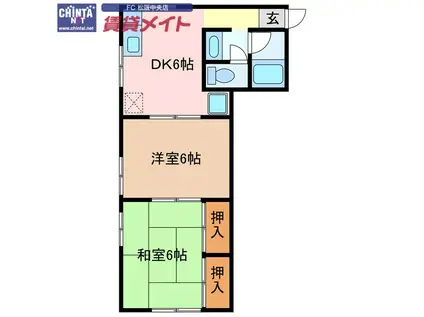 メゾンドアンサンブル(2DK/2階)の間取り写真