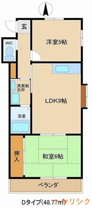 エクセル東丘(2LDK/1階)の間取り写真