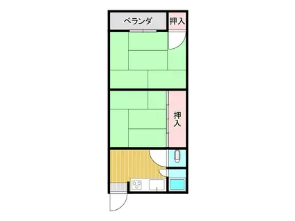 一起荘(2K/2階)の間取り写真