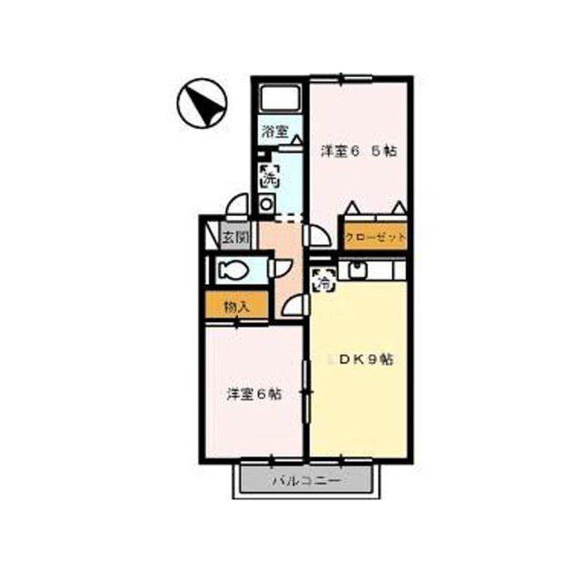 エイトタイムIIIA棟(2DK/1階)の間取り写真