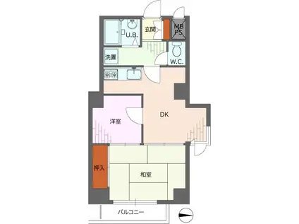 ライオンズステーションプラザ新中野(2DK/3階)の間取り写真