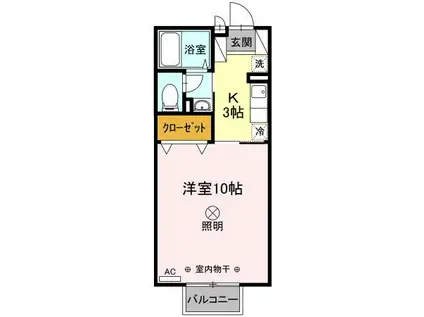 白根プレジオA(1K/2階)の間取り写真