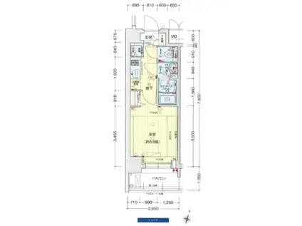 プレサンス塚本グランゲート(1K/9階)の間取り写真