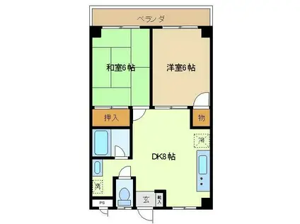 グランドコートM(2DK/3階)の間取り写真