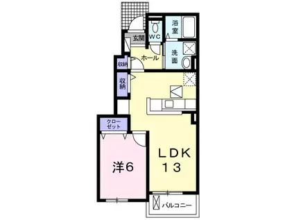 メゾンベルデ B(1LDK/1階)の間取り写真