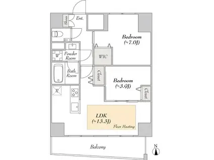 LUMIEC BUNKYO YUSHIMA(2LDK/14階)の間取り写真