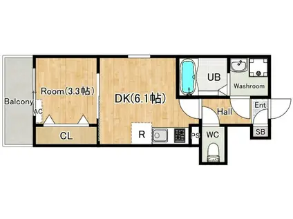 ココングランジュール芦屋西II(1DK/3階)の間取り写真