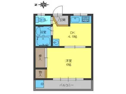 寺門ビル(1DK/2階)の間取り写真
