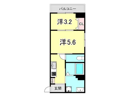 シェモア・グランデ西宮(1DK/3階)の間取り写真