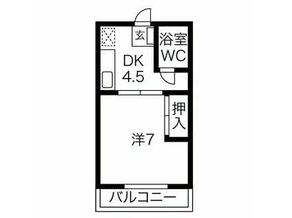 セレクトハイツB棟(1DK/2階)の間取り写真