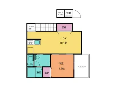 TJ山B(1LDK/2階)の間取り写真