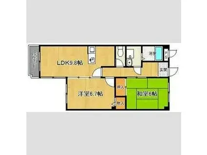 ポコアポコ住吉メゾン(2LDK/3階)の間取り写真