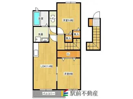 アルバカーサ I号館(2LDK/2階)の間取り写真