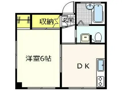 I-34(1DK/4階)の間取り写真