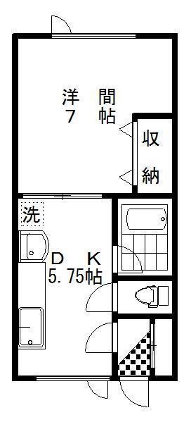 ワークス1(1DK/2階)の間取り写真