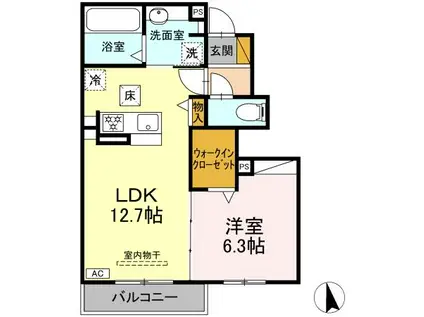 LE LIEN AKANE ノース(1LDK/1階)の間取り写真