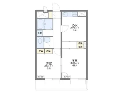 プレシア(2DK/4階)の間取り写真